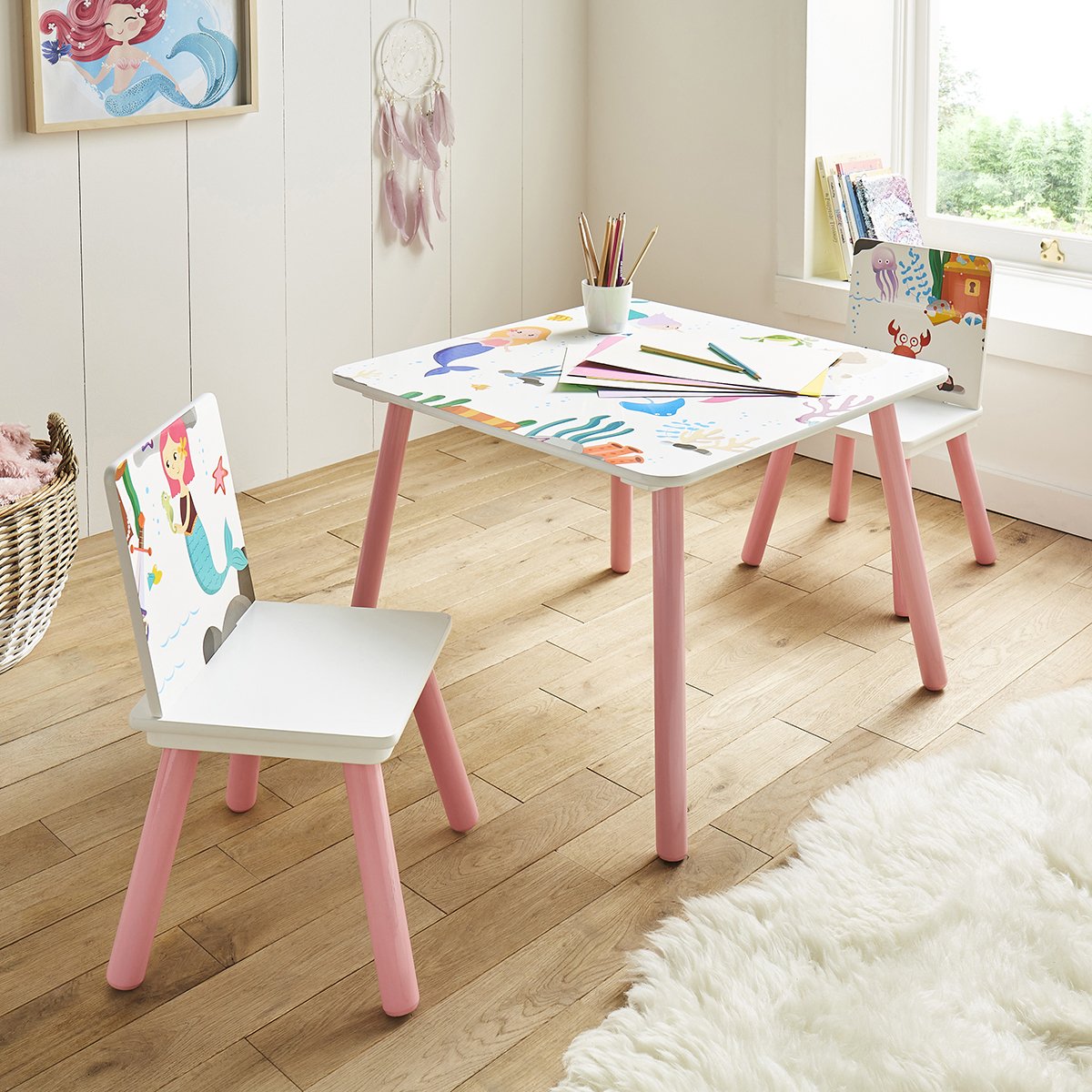Mermaid Design Children's Table and Chairs Set