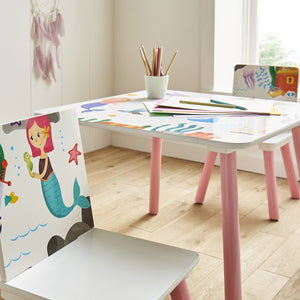 Mermaid Design Children's Table and Chairs Set
